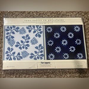 Pier 1 Blue and White Floral 4 set of Coasters